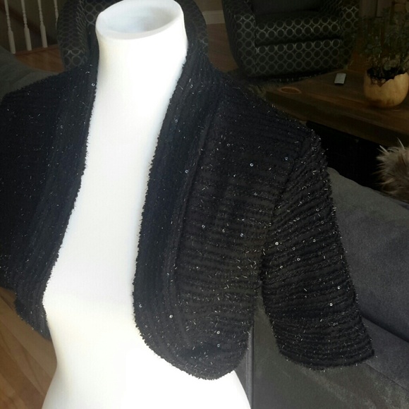NWT BLACK DRESSY  SHRUG L - Picture 3 of 4